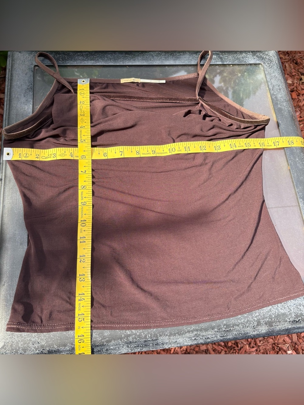 Max Studio Brown Cowl Neck Camisole Velvet Trim Size Small - Picture 7 of 7
